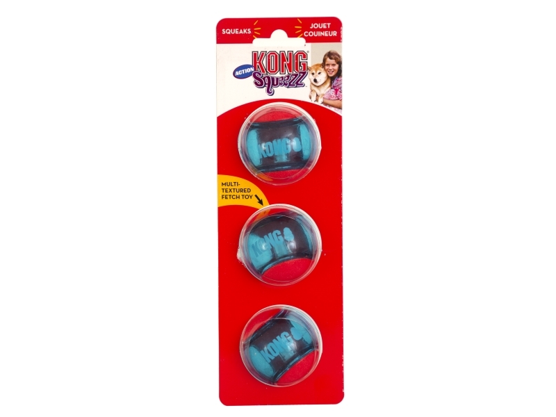 Kong Legetøj Squeezz Action Bold 3p Flerfarvet S 5cm