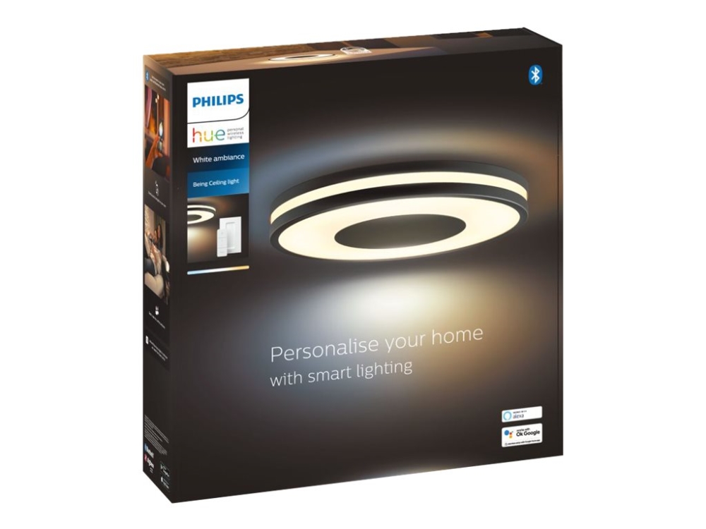 Philips Hue White Ambiance Being Ceiling Light - Integrated Led - Bluetooth Control Via App - Includes Dimmer Switch - Add Hue Bridge To Unlock More