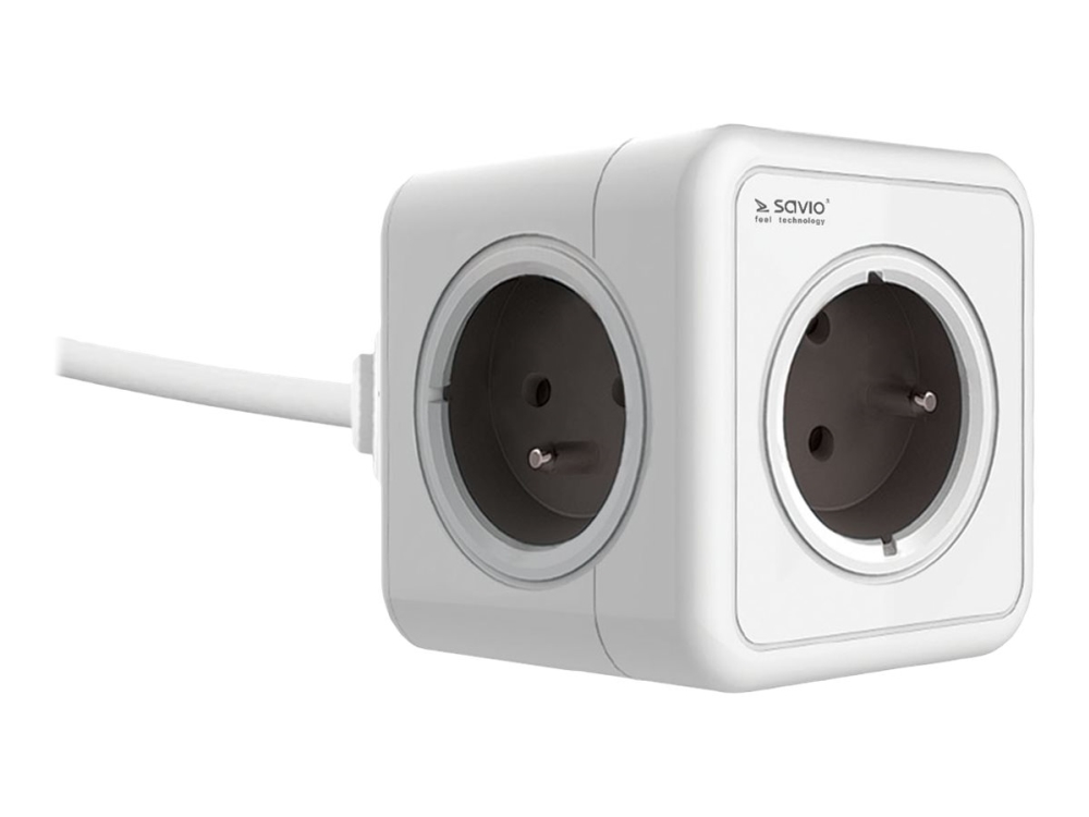 Savio Pc-03 - Steckdose - Powercube - Ac 230 V - 3680 Watt - Ausgangsanschlüsse: 5 (5 X Power 2-Pole) - 3 M Kabel - Weiß