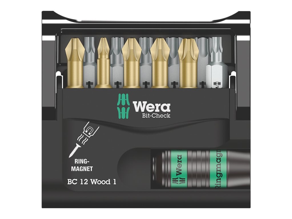 Wera Bit-Check 12, 12 Stück(E), Phillips, Pozidriv, Torx, Ph 2, Pz 1, Pz 2, Pz 3, Tx10, Tx15, Tx20, Tx25, Tx30, Tx40, Stahl