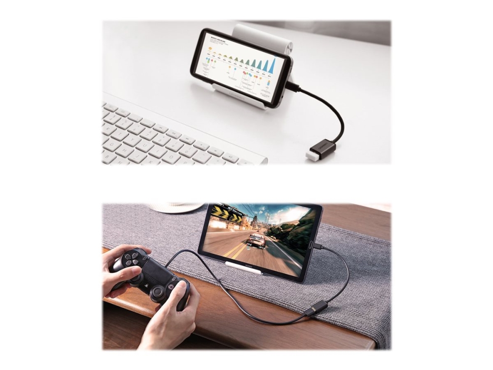 Ugreen - Usb-Adapter - Micro-Usb Type B (Han) Til Usb (Hun) - Usb 2.0 Otg - 5 V - 10 Cm - Sort