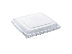 Plastlåg firkantet 230x230 mm klar RPET til bagasse skål,4 ps x 75 stk/krt | Catering - Engångsservis - Tallrikar | GameStuff