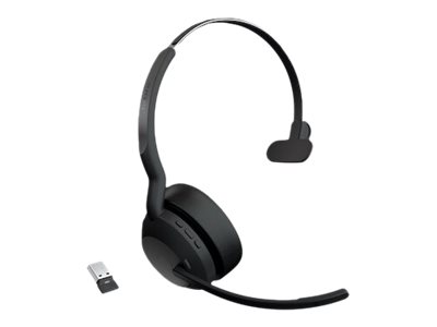 Jabra Evolve2 55 Uc Mono - Headset - På Øret - Bluetooth - Trådløs - Aktiv Støjfjerning - Usb-A - Sort - Zoom Certified, Certified For Microsoft Team