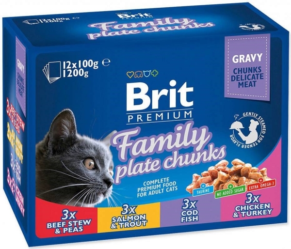 Brit Premium Cat Pouches Family Plate Poultry & Fish 12X100g