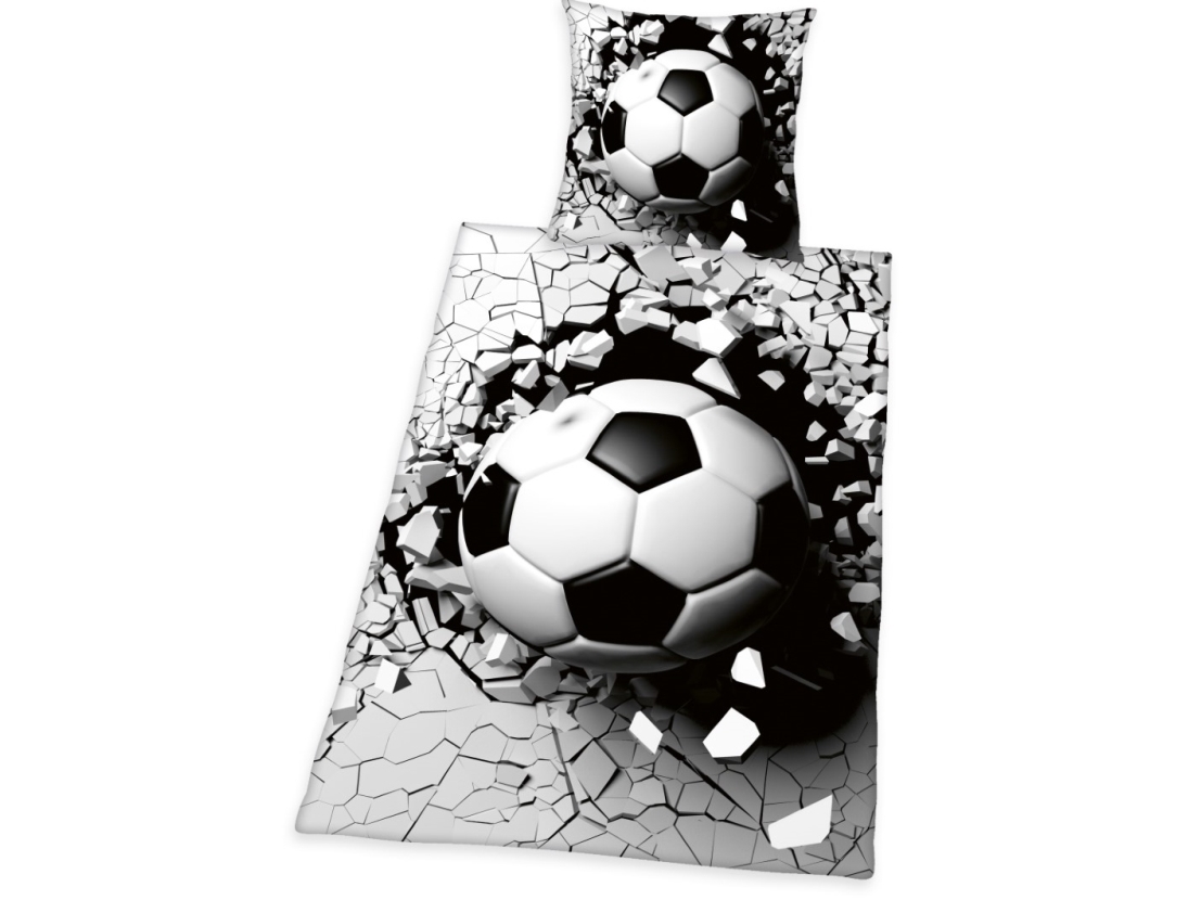 Billede af Fodbold 3D Sengetøj - 100 Procent Bomuld