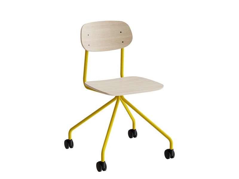 Stol Atlas 2112 på hjul, hvidpigmenteret egelaminat, hvidt stel | Köksapparater - Storköksutrustning - Kantin | GameStuff