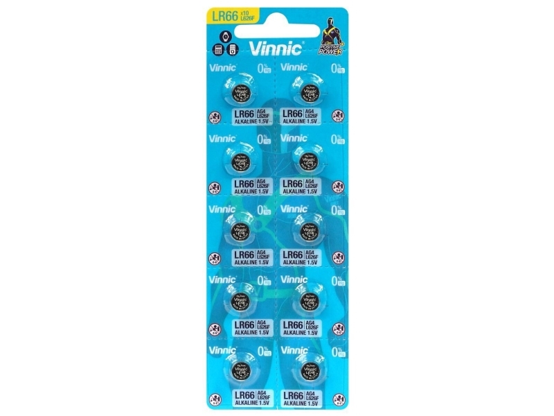 Vinnic Mini Knap Alkaline Batteri G4 / Ag4 / L626 / Sr626 / 377 / Lr66 / Lr626 Blister Med 10 Stk.