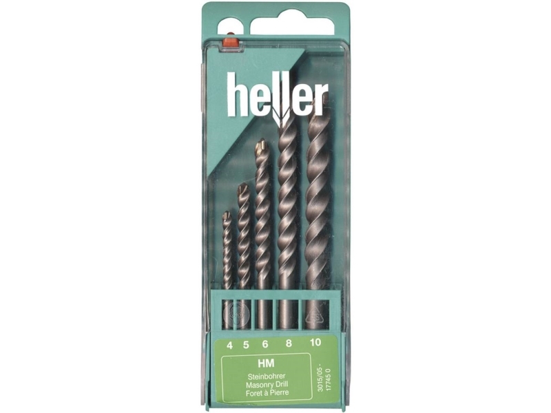 Heller 17745 0 Stein-Spiralbohrer-Set, 5-Teilig 4/5/6/8/10 Mm, Zylinderschaft, 1 Set