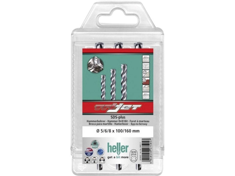 Heller Trijet 26812 7 Hartmetall-Hammerbohrer-Set Sds-Plus 1 Satz