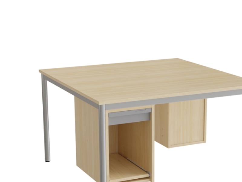 Sybord 134, 1200x1200 mm H900 mm, grå laminat, hvid stel