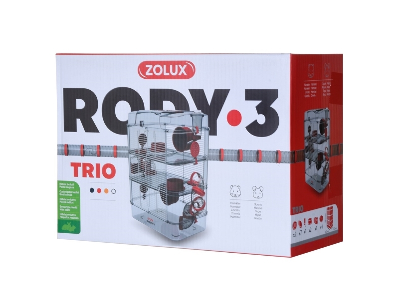 Zolux Cage Rody3 Trio Farve Rød