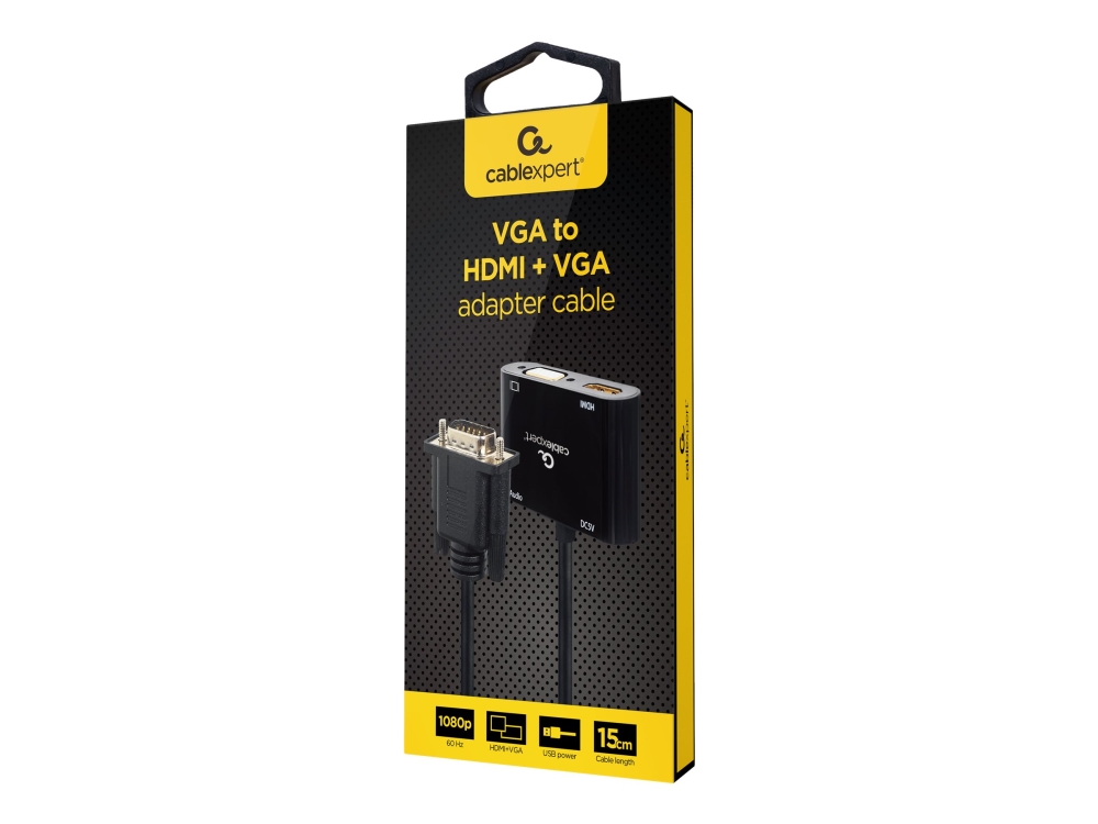 Cablexpert - Videoadapter - Hd-15 (Vga) Han Til Hd-15 (Vga), Ministik, Hdmi, Micro-Usb Type B Hun - 15 Cm - Sort - Tommelskruer, 1080P Support