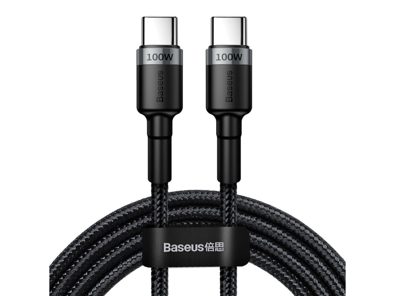 Usb-C Til Usb-C Baseus Cafule-Kabel, Qc 3.0, Pd 2.0, 100W, 5A, 2 M (Grå-Sort)