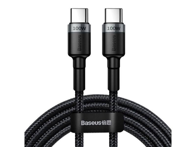 Usb-C Til Usb-C Baseus Cafule-Kabel, Qc 3.0, Pd 2.0, 100W, 5A, 2 M (Grå-Sort)