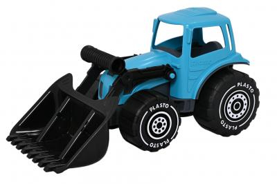 PLASTO Tractor with frontloader. Turquoise. 32 cm | Leksaker - Bilar och andra fordon - Jordbruksmaskiner | GameStuff