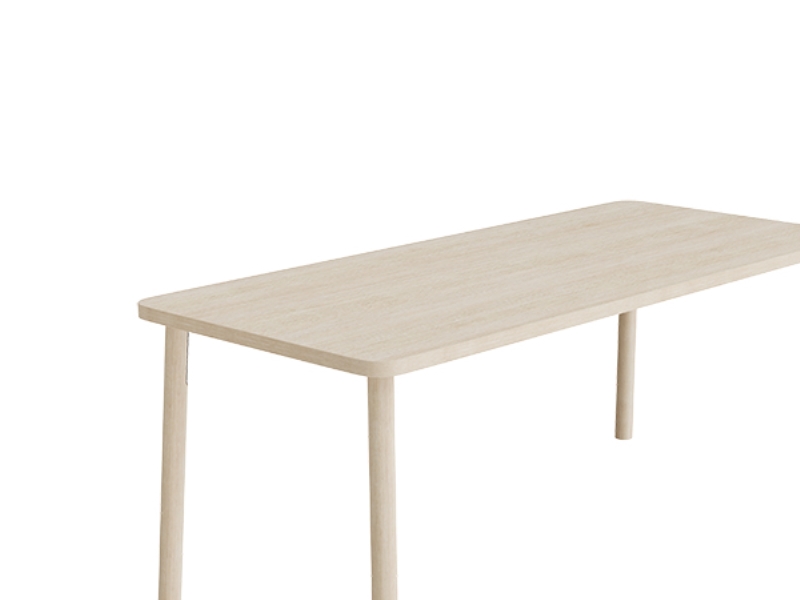 Tisch Add Wood 590 1400X700 Mm, Höhe 720 Mm Mit Hellgrauem Linoleum, Massive Holzbeine