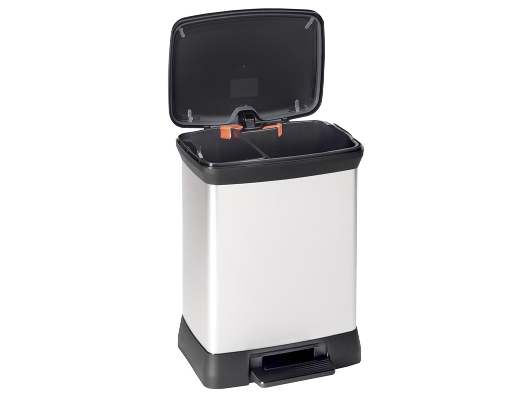 Curver Deco Bins Deco, 28 L, Suorakulmainen, Muovi, Musta, Harmaa, Muovi, Poljin