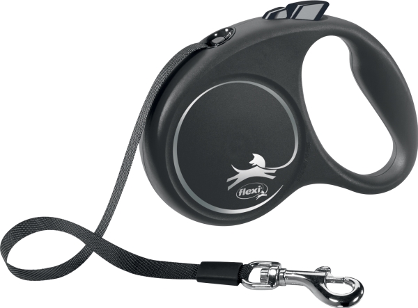 Flexi Black Design S Bånd 5 M, 15 Kg, Sort