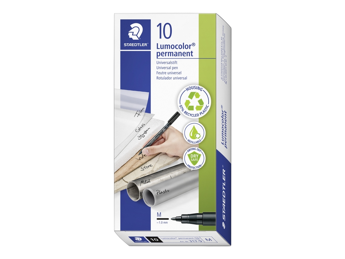 STAEDTLER® Lumocolor® 317-9 sort, universal pen, medium, permanent - (10 stk.)