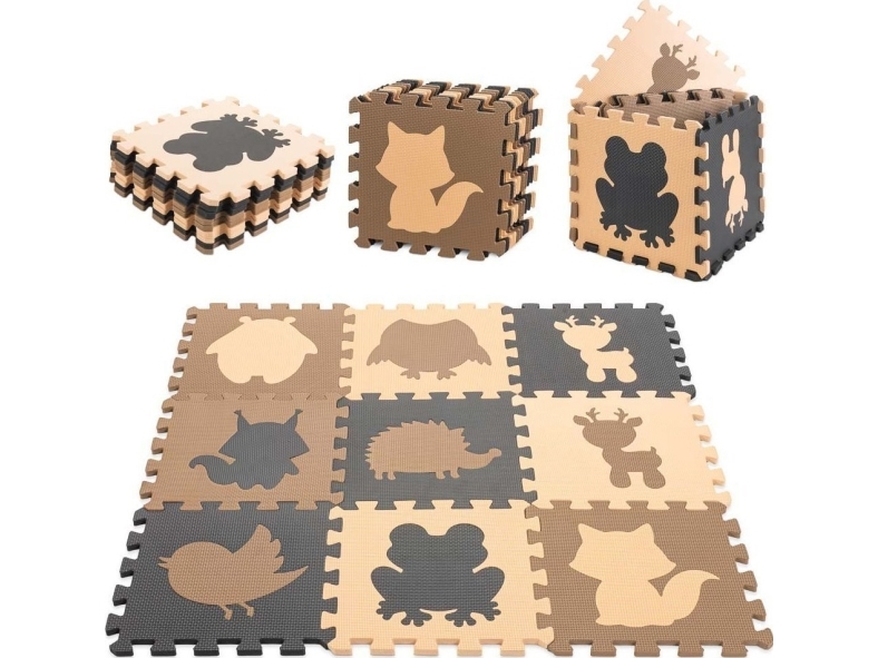 Context Puzzle Foam Mat For Children 9Pcs. Beige-Brown-Black