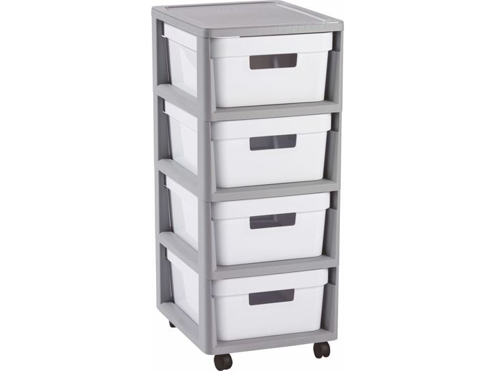 Curver Infinity 4 x 10 L à roulettes avec Quatre tiroirs à roulettes Chariot d''appoint