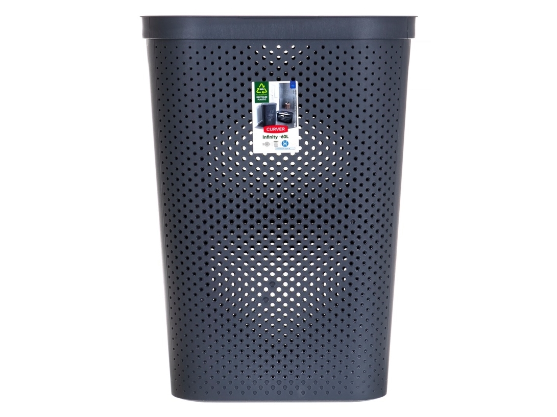 Skalbinių Dėžė Curver Infinity Recycled, Tamsiai Pilkos Spalvos, H60 X 44 X 35 Cm, 60 L