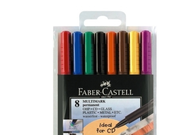 Faber-Castell MULTIMARK 1523 - Markør - permanent - 0.4 mm - superfin - med viskelæder (pakke med 8)