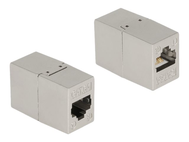 Delock Adapter Rj45 Buchse Zu Rj45 Buchse Cat.6A Metall, Flach, Grau, Rj45, Rj45, Buchse, Buchse