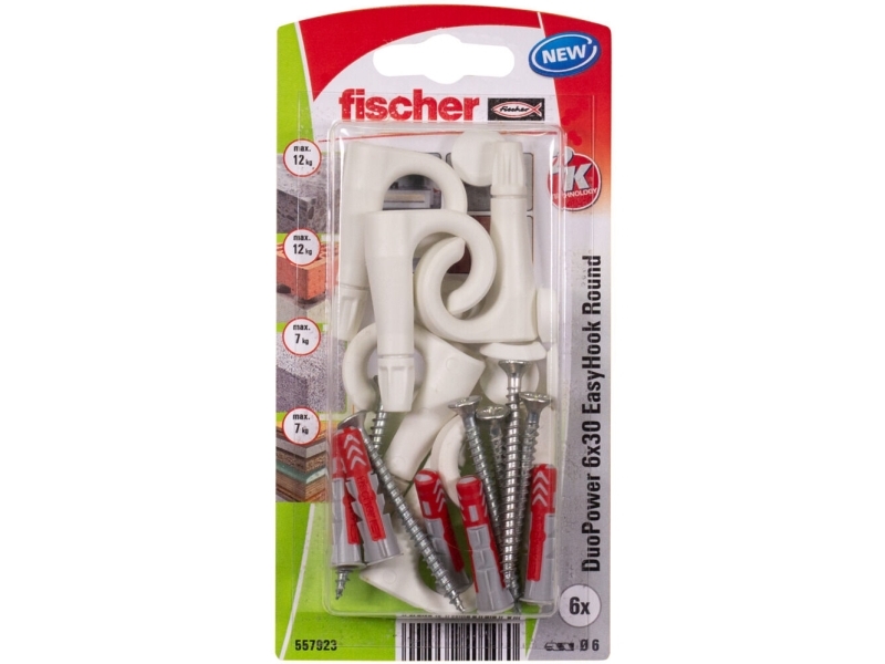 Fischer DuoPower 6x30 EasyHook Round K (6) Rawlplug-sortiment 557923 1 Set