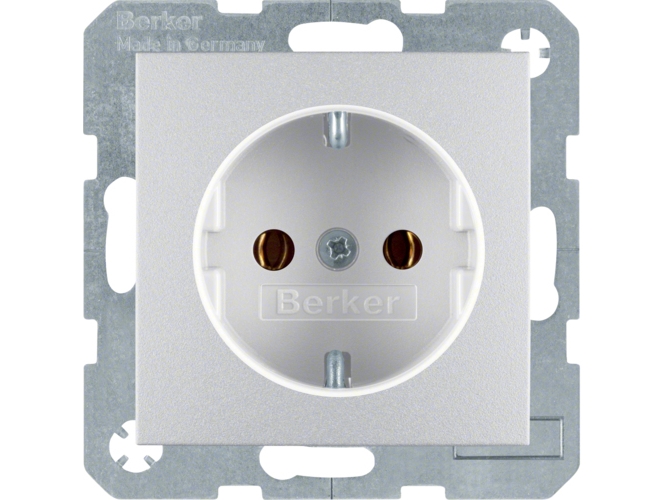 Berker Steckdose Schuko 47431404 Alu Matt, Type F, Aluminium, Termoplast, Ip20, 250 V, 16 A