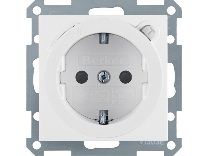 Berker 47088989, Typ F, Weiß, Thermoplast, Ip20, 250 V, 16 A