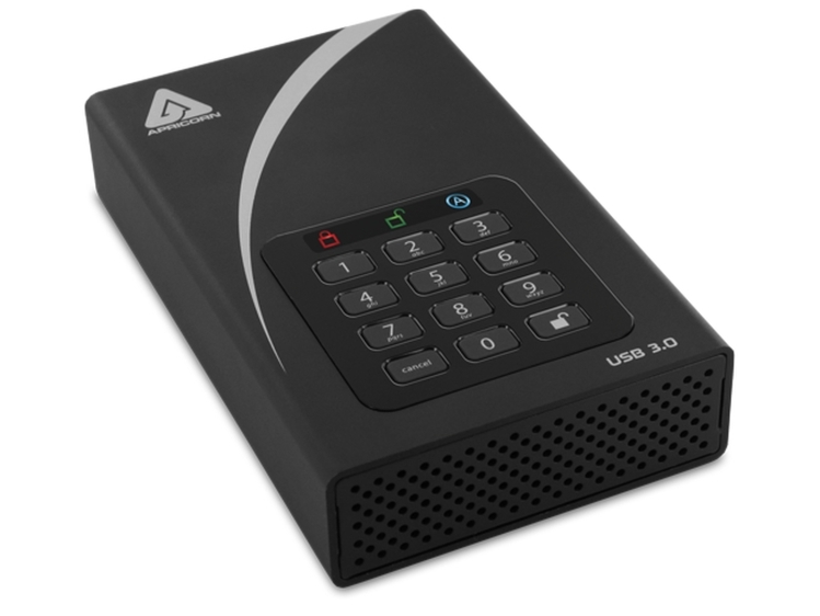 Apricorn Aegis Padlock Dt, 12 Tb, 2.0/3.2 Gen 1 (3.1 Gen 1), Sort