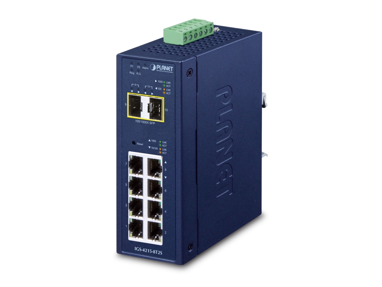 Planet Ip30 Industrial L2/L4 8-Port, Managed, L2/L4, Gigabit Ethernet (10/100/1000), Vollduplex, Wandmontage
