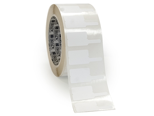 Brady B33FP-01-425, Hvid, Selvklæbende printeretiket, Udstanset etiket, Polypropylen (PP), Termisk overførsel, Akryl