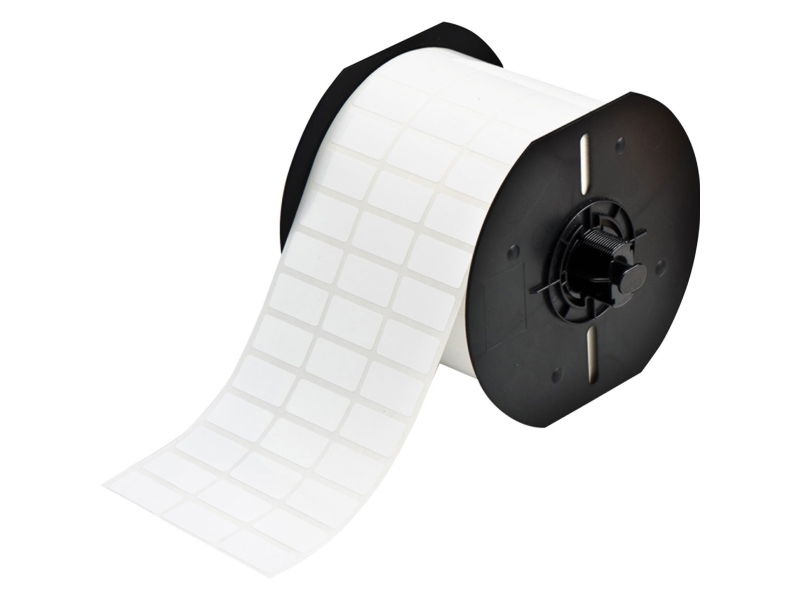 Brady B33-5-423, Hvid, Selvklæbende printeretiket, Polyester, Termisk overførsel, Akryl, Permanent