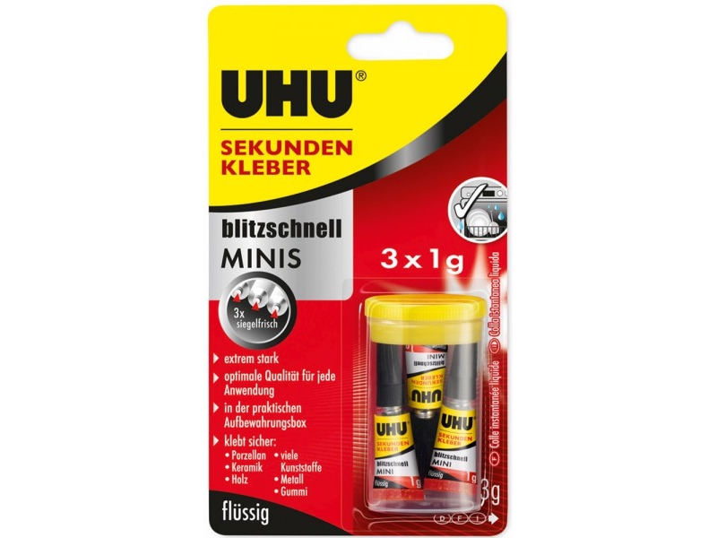UHU sekundärlim super minis 3x1g | Kontorsmaterial - Lim - Super Lim | GameStuff