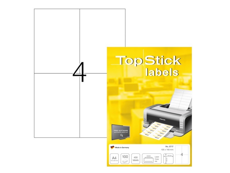 TopStick 105x148,5 mm hvid - (100 ark x 4 stk.)