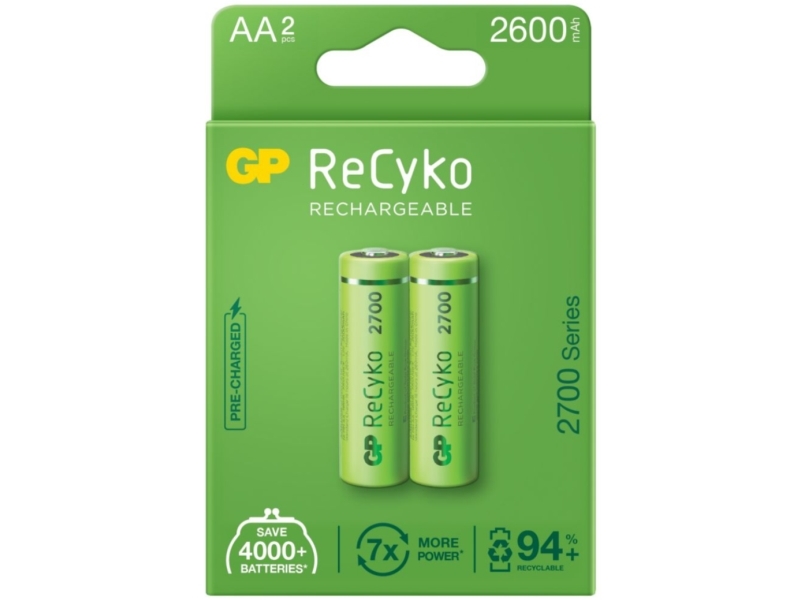 Gp Genopladelige Ni-Mh-Batterier Aa, 2-Pak