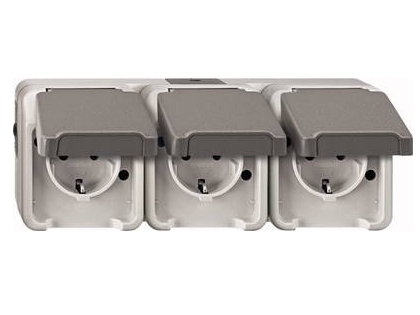 Merten Meg2391-8029, Cee 7/3, Cee 7/4, Grå, Ip44, 250 V, 16 A