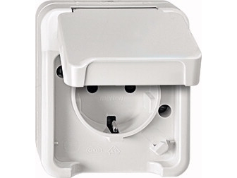 Merten Meg2300-8019, Cee 7/3, Cee 7/4, Weiß, Thermoplast, Ip44, 83 Mm