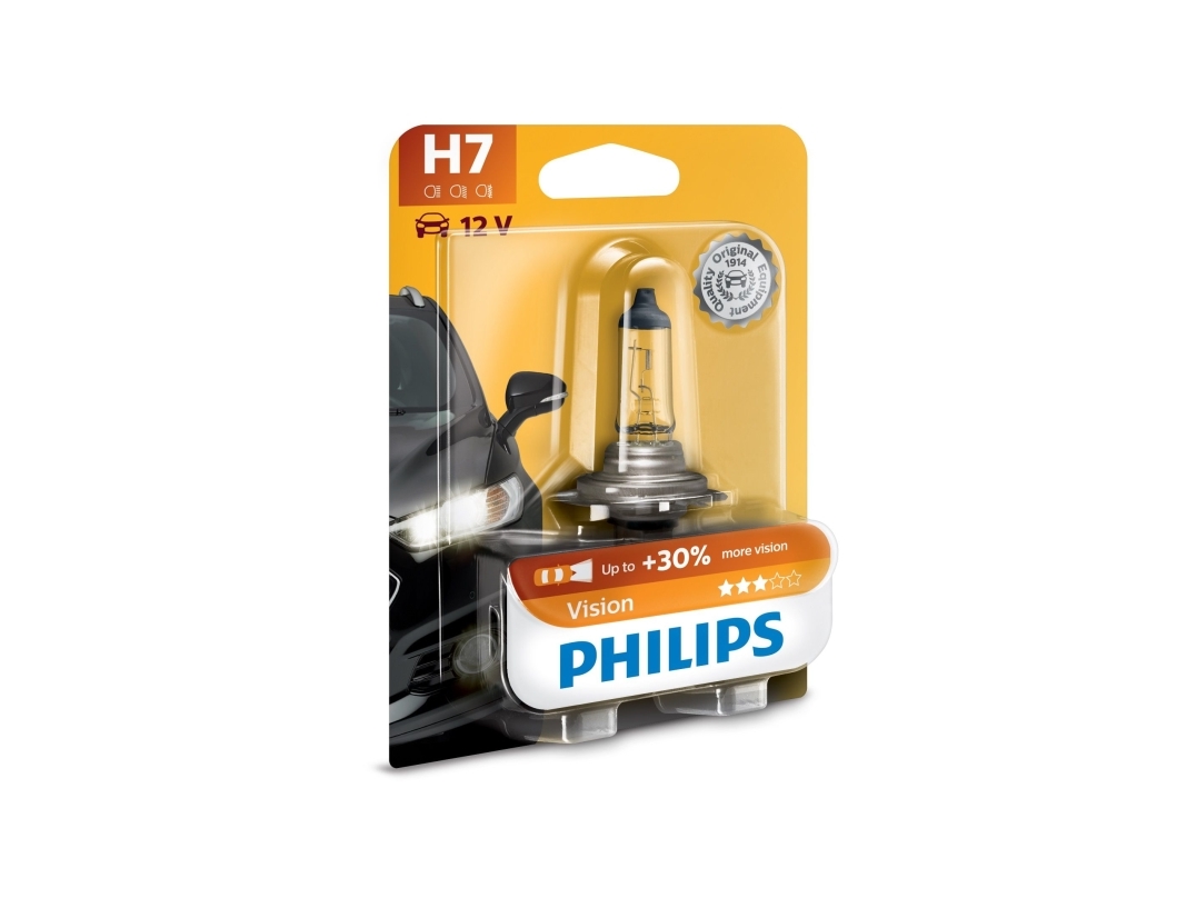 Philips Vision 12972PRB1 Bättre sikt, 55 W, 12 V, H7, halogen, 3200 K, 1 styck | Bilvård & Biltillbehör - Belysning - H7 Billampor | GameStuff