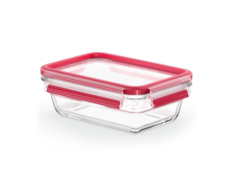 EMSA Clip & Close Glas, Kasse, Rektangulær, 0,7 L, Rød, Transparent, Polypropylen (PP), Termoplastisk elastomer (TPE), 420 °C