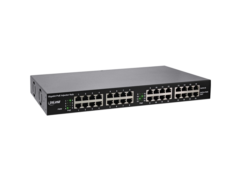 Inline 32316H, Gigabit Ethernet, 10,100,1000 Mbit/S, Ieee 802.3Ab, Ieee 802.3Af, Ieee 802.3U, Sort, Overstrøm, Højspænding, Overophedning, 56 V