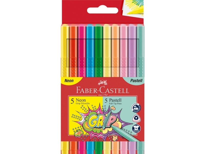 Faber-Castell 155312, Fin, 10 färger, Multifärg, Multifärg, Triangel, Barn | Skrivredskap - Övriga skrivredskap | GameStuff