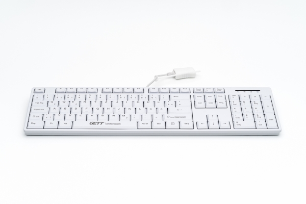 Gett GCQ CleanType Easy Basic tangentbord med hölje i plast IP 68 NUM-Block 105 tangenter USB Färg: vit layout: CH