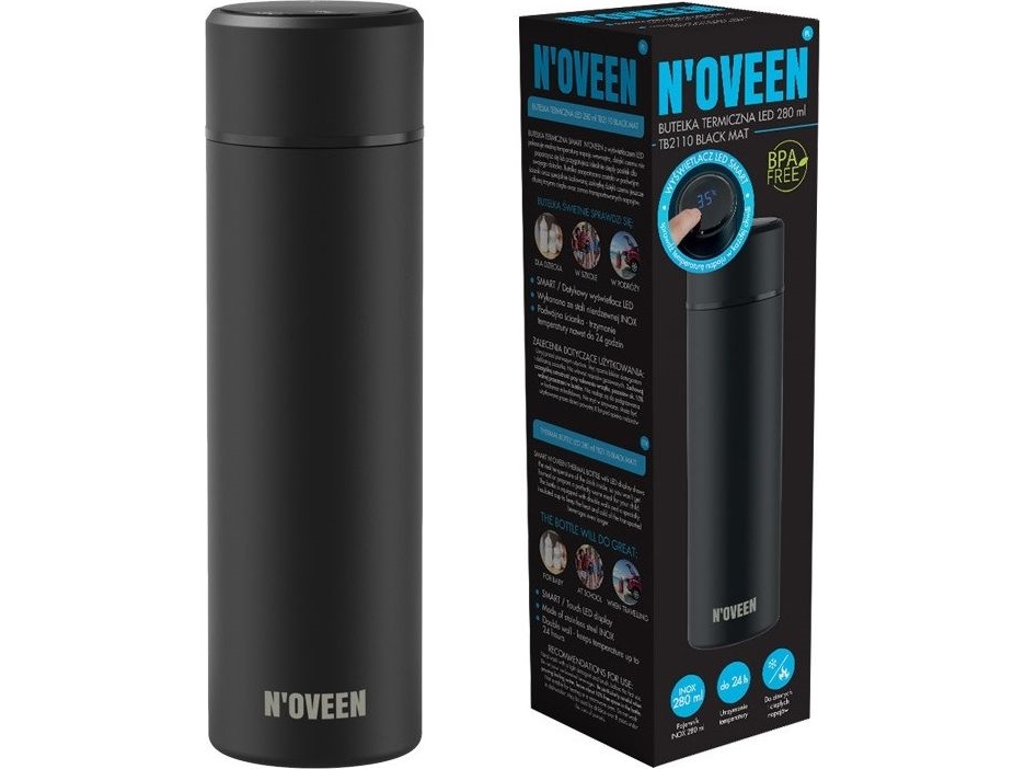 Noveen Led 280 Ml Thermoflasche Tb2110 Schwarz Matt