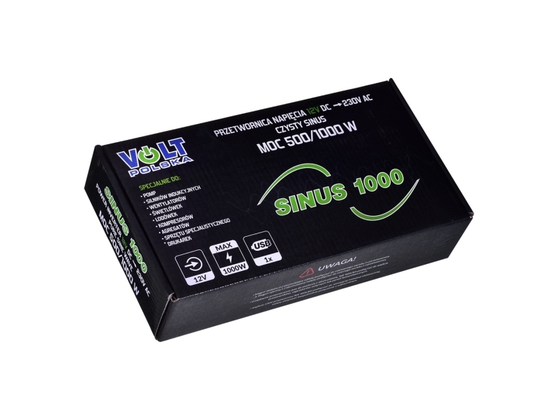 Spændingsomformer sinusbølge 500/1000W 12V/230V Polen