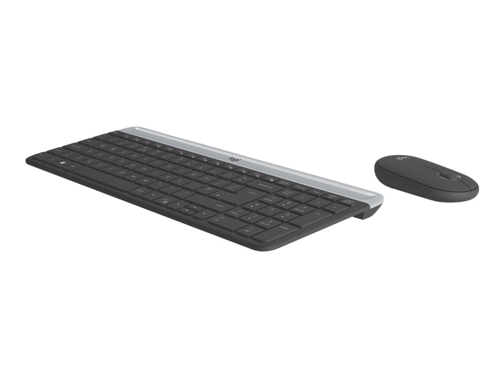 Logitech Slim Wireless Combo Mk470 Sats Med Tangentbord Och Mus Trådlös 2.4 Ghz Qwerty Brittisk Grafit