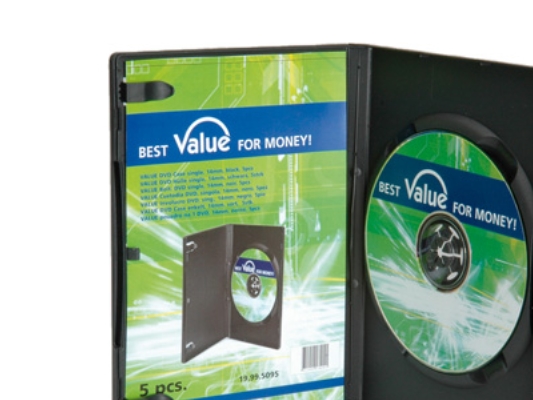 Value Dvd Case Single, 14 Mm, Black 5 Pcs.