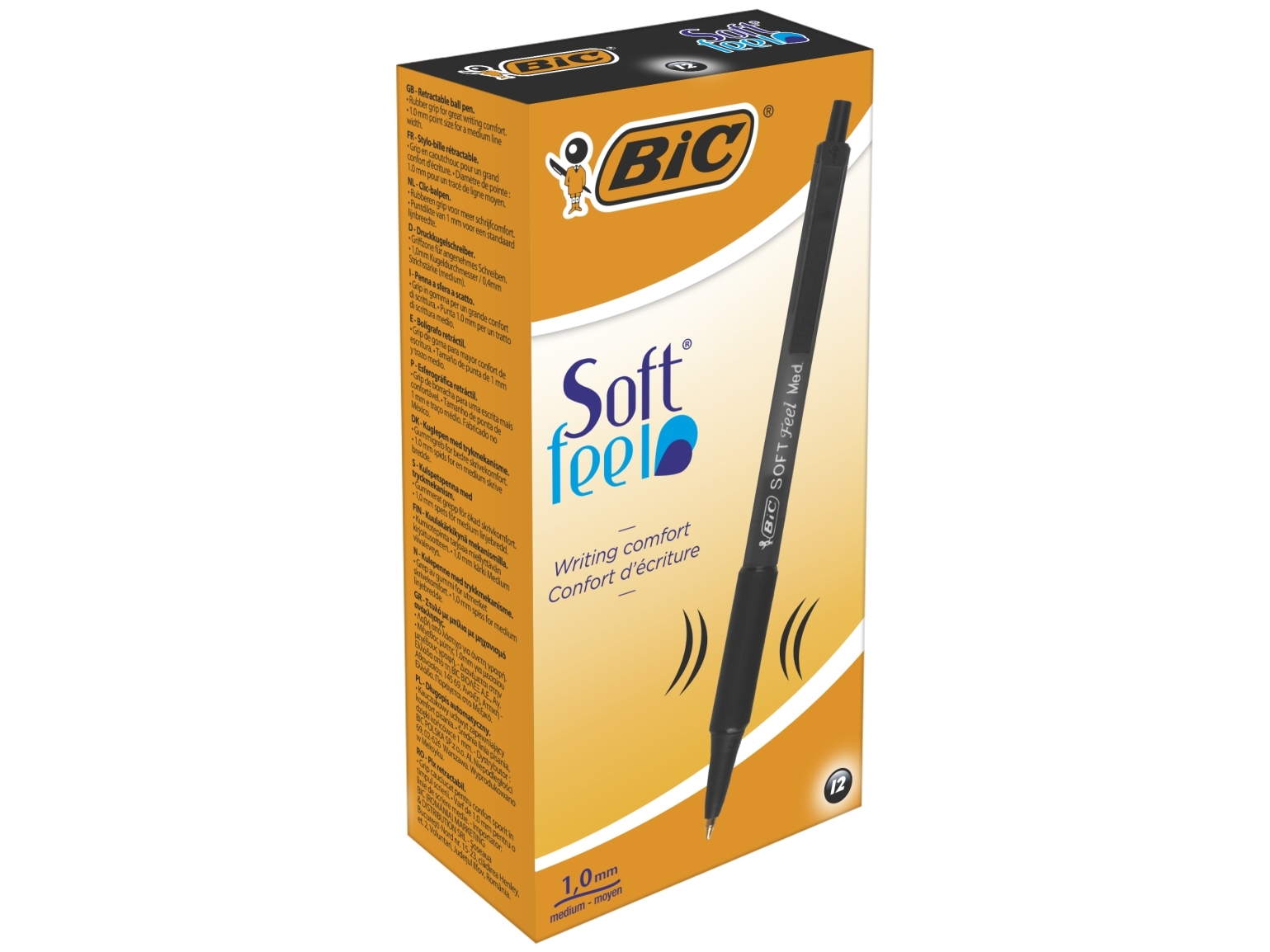Kuglepen BIC Soft Feel sort - med klikmekanisme - (12 stk.) | Skrivredskap - Kulspetspennor & Reservoarpennor - Kulspetspennor med tryckknapp | GameStuff